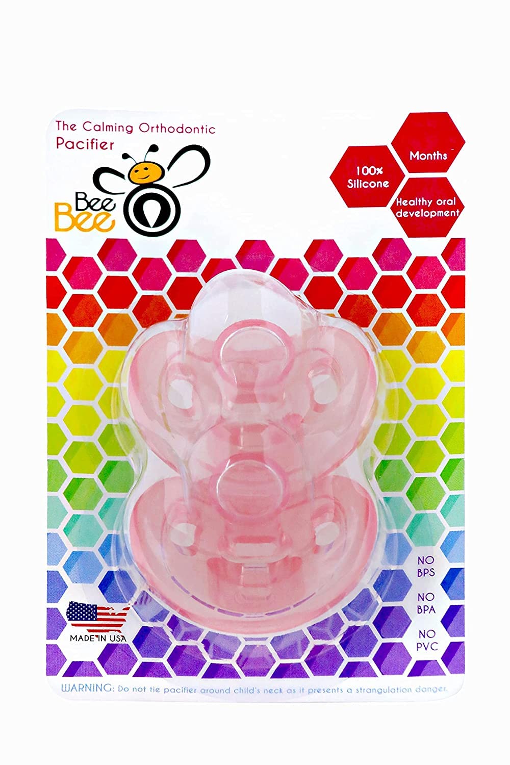 Bee Bee 10 Pacifiers Pink 12+ Months Soft Silicone Orthodontic Shaped - Newborn Soothie Pacifier to Promote Natural Sucking for Baby Boys and Girls |BPA-Free and Safe for 12+ Months -Pink, Set of 10