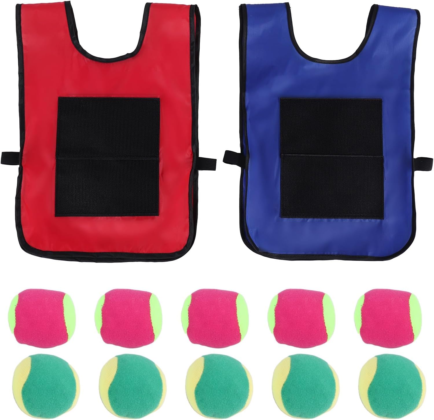 Smallterm Dodgeball Game Set 2Pcs Kids Dodgeball Tag Sticky Vests with 10 Sport Balls for
