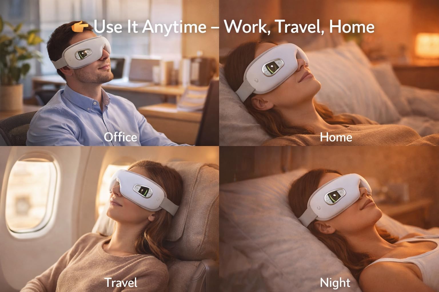 Premium Eye Massager with Heat Stress Relief Relaxation, Improves Sleep, Reduce Eye Strain Dark Circles, Sleeping, Puffy Dry Eyes, Air Compression Eye Massage with 5 Modes, Bluetooth Music — Amazon image 7