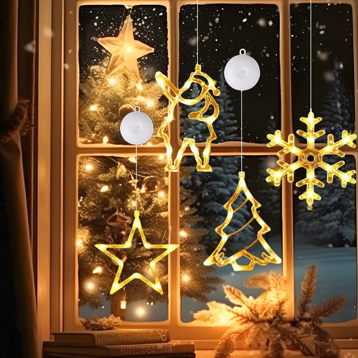 Jixviqi LED Weihnachtssterne - 2er Set Fensterbeleuchtung Mit Timer & Saugnäpfen