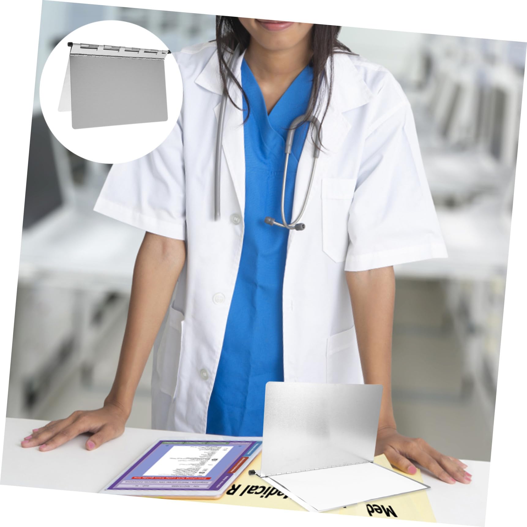 Cartella Portadocumenti in Acciaio Inox per Referti Medici A4 | Formato Allungato, Design Robusto e Rigido, Uso per Ufficio e Archivio, Pratica per Fogli e Appunti