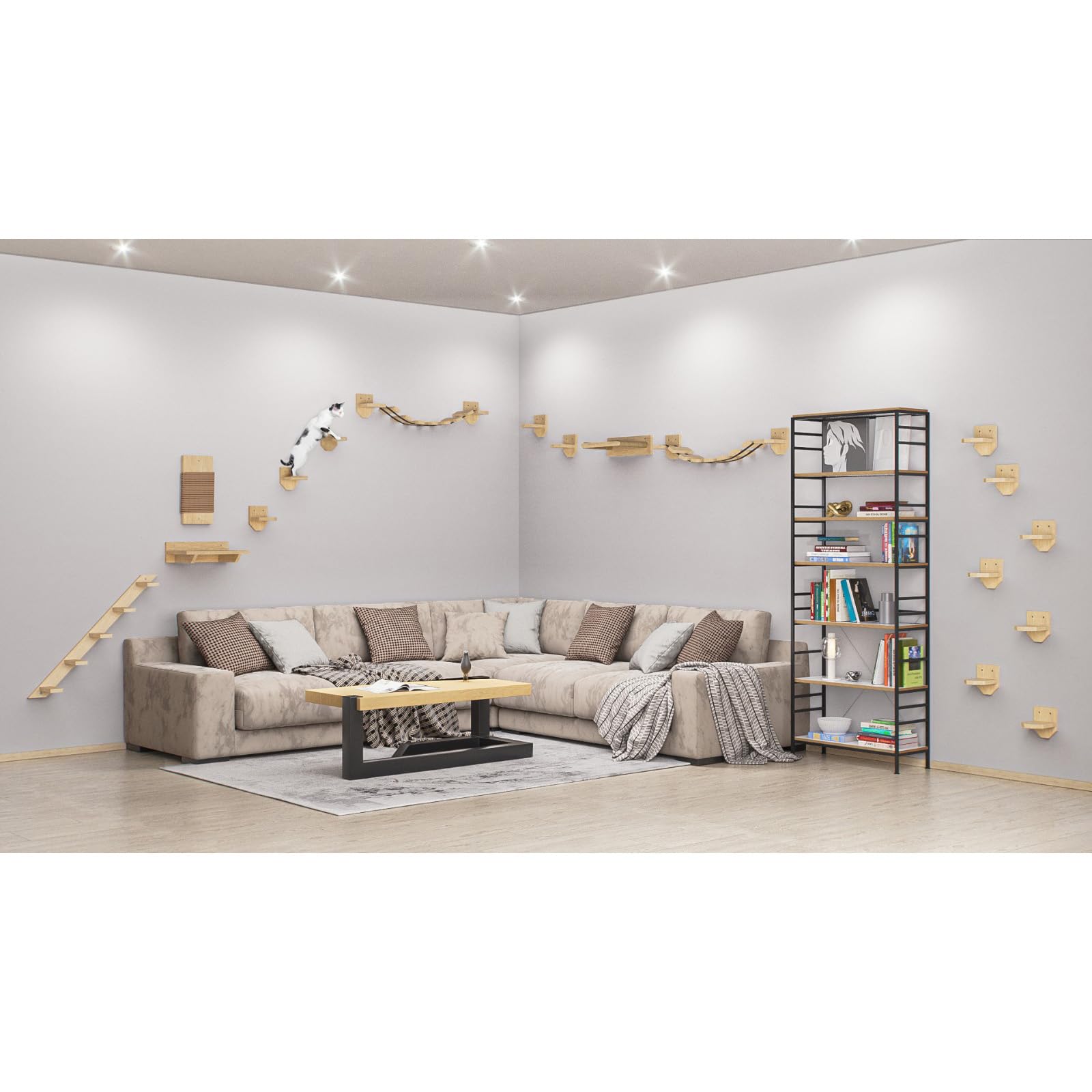 Mur d'escalade pour chat, chaise longue, lit pour chat - étagère XXL, montage rural (kit mur d’escalade)