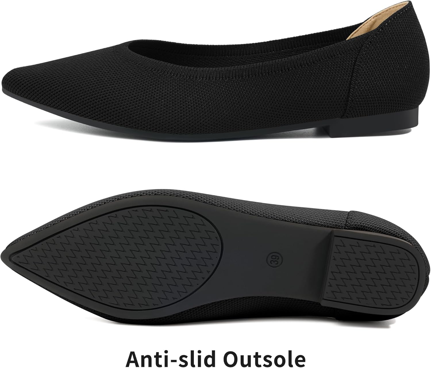 HARENCE Women's Flats Ballet Shoes: Comfortable Pointed Toe Soft Knit Flat Casual Slip On Work Dress Shoes for Walking Wedding Dating - Image 6