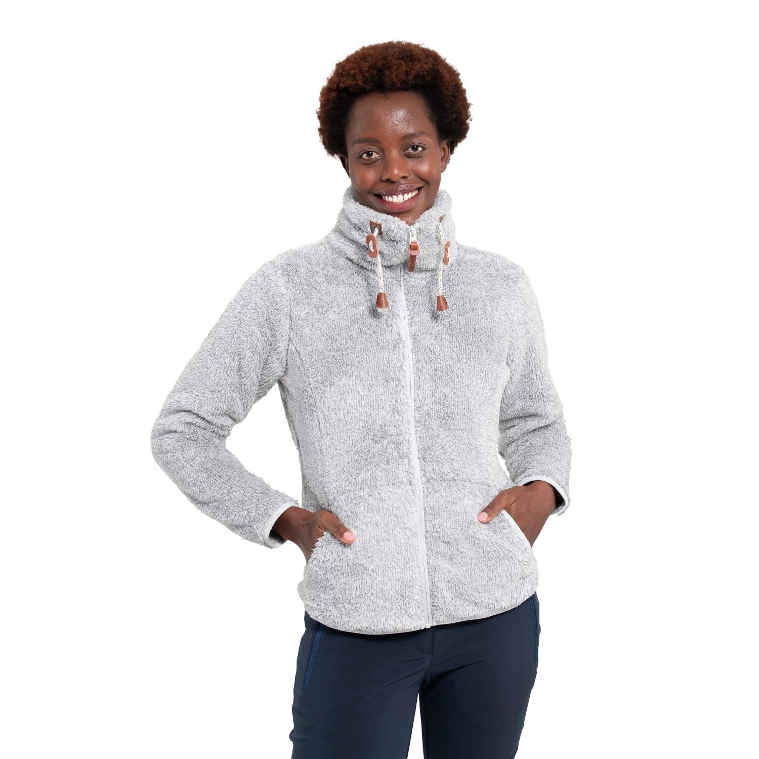 ICEPEAK Colony Teddy Fleecejacke Damen Langhaarfleecejacke, Farbe:Grau, Größe:XL