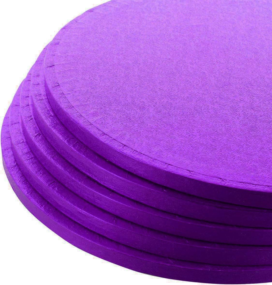 Larryroo Pack Of 5 Round Cake Drums 13mm Thick Boards Colourful Foil Covered (Purple12 Inches)