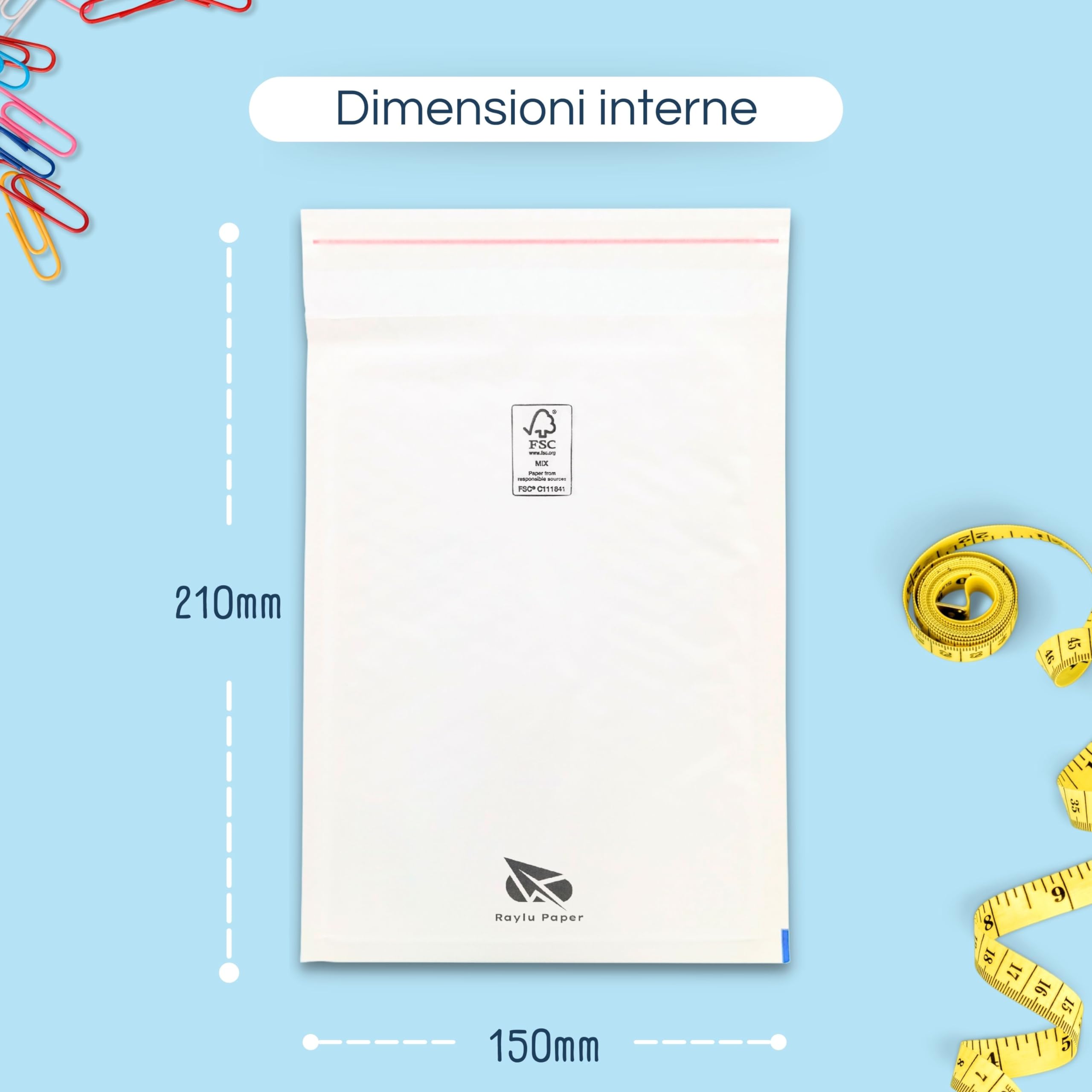 10 Buste Imbottite Kraft Con Bolle - Chiusura Autoadesiva, 180x260 Mm, Bianco - Foto 7