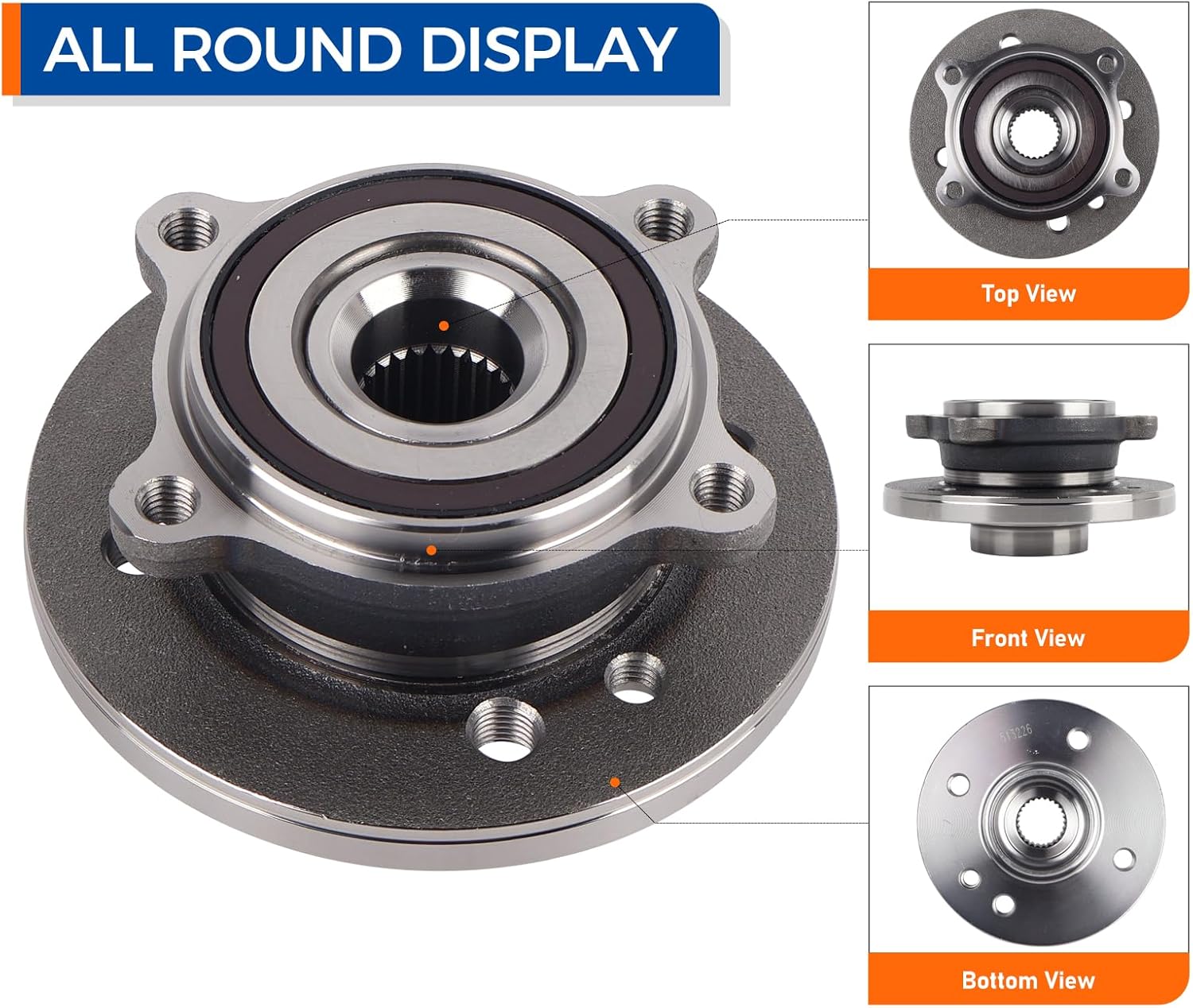 PAROD 2PCS 513226 Front Wheel Hub Bearing Assembly Fit for 2002-2006 Mini Cooper To 04/2006; 12mm Wheel Bolt Size w/ABS