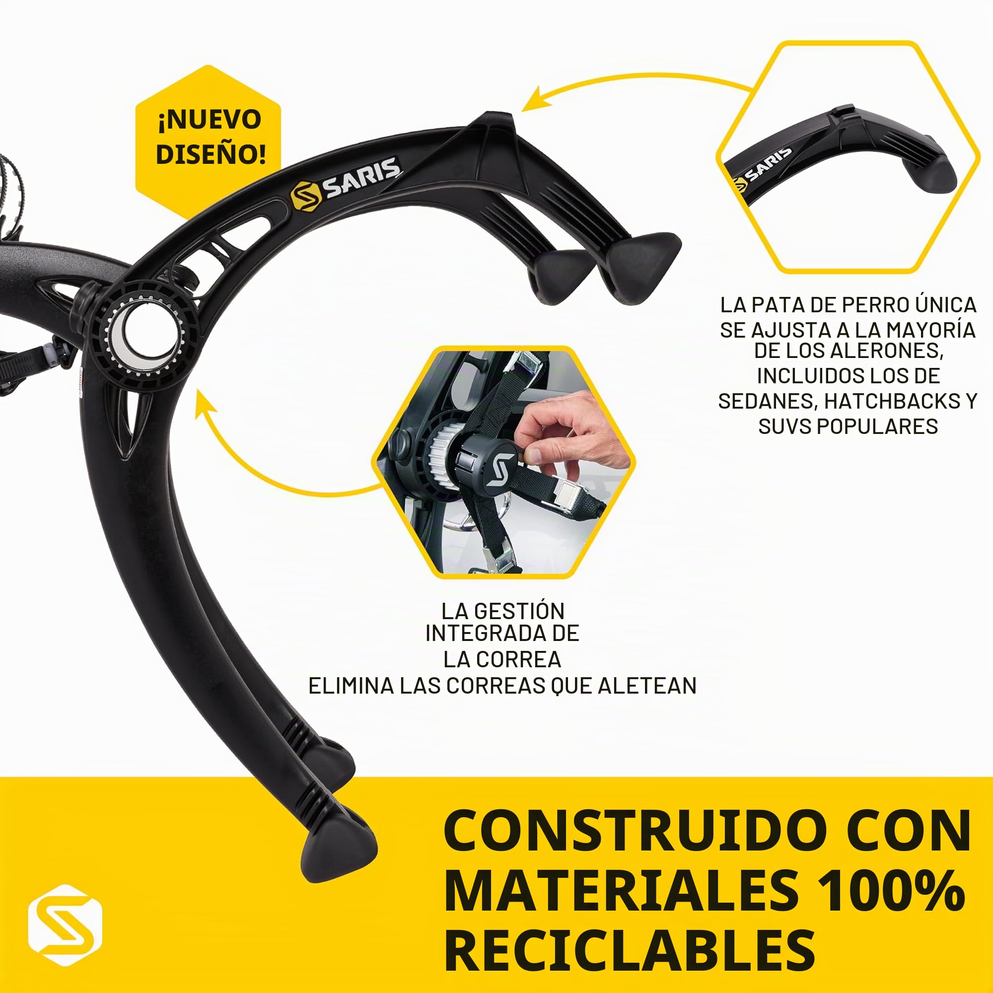 Saris Bones - Portabicicletas para Coche, Maletero o Enganche, Montaje de 2 a 4 Bicicletas