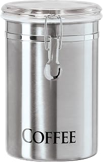 Oggi 62oz Stainless Steel Airtight Coffee Canister - Clear Clamp Lid for Beans Grounds Kitchen Pantry Storage