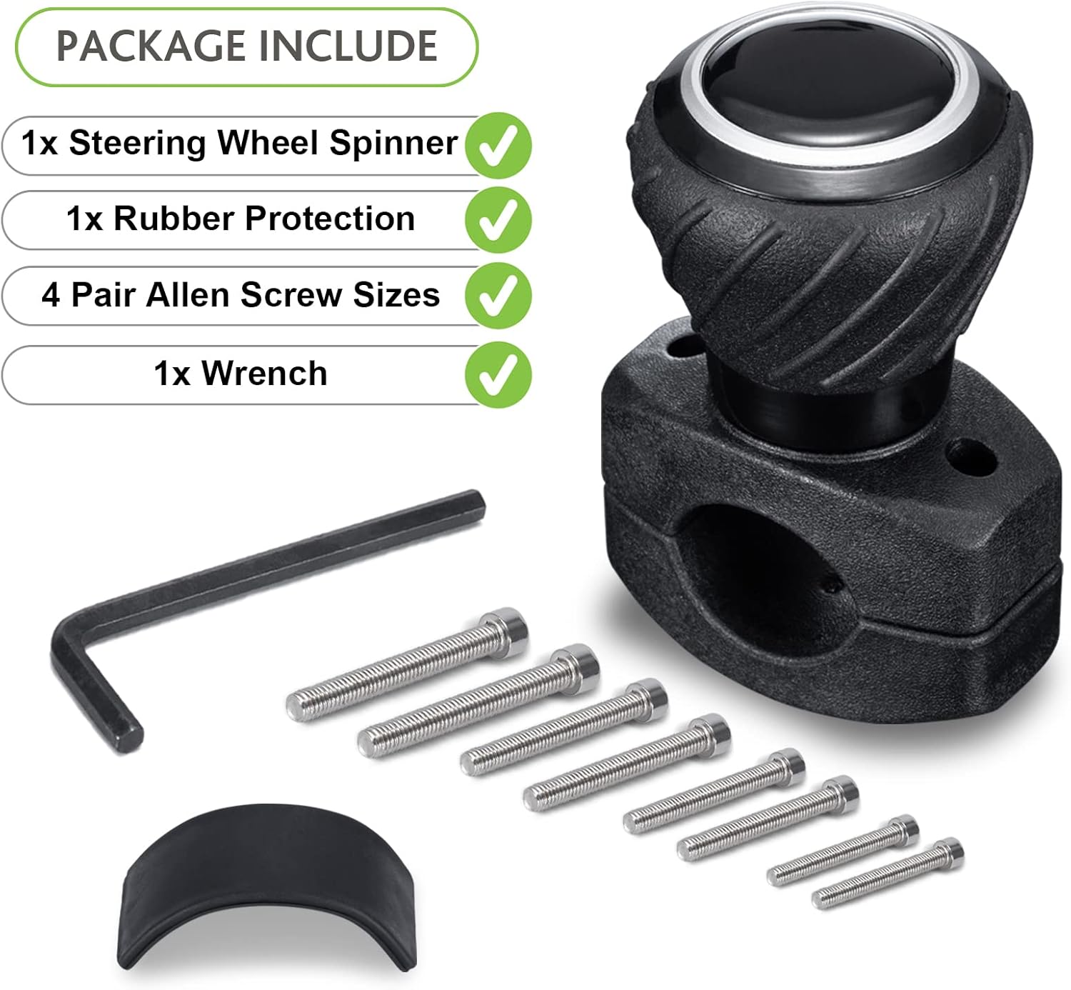 Spurtar Steering Wheel Knob, Universal Steering Knob Suicide Knob Power Handle Spinner Fit for Cars, Truck, Forklift, Mower, Tractor, Boat, Golf Cart, Gift for Friends, Lovers, Dad, Mom – Black : Everything Else