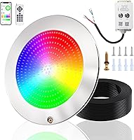 Vista 8 de Luz de piscina de 10 pulgadas para piscina enterrada, luz LED de piscina enterrada de 12 V CA, aplicación Wi-Fi Bluetooth, controlador y control