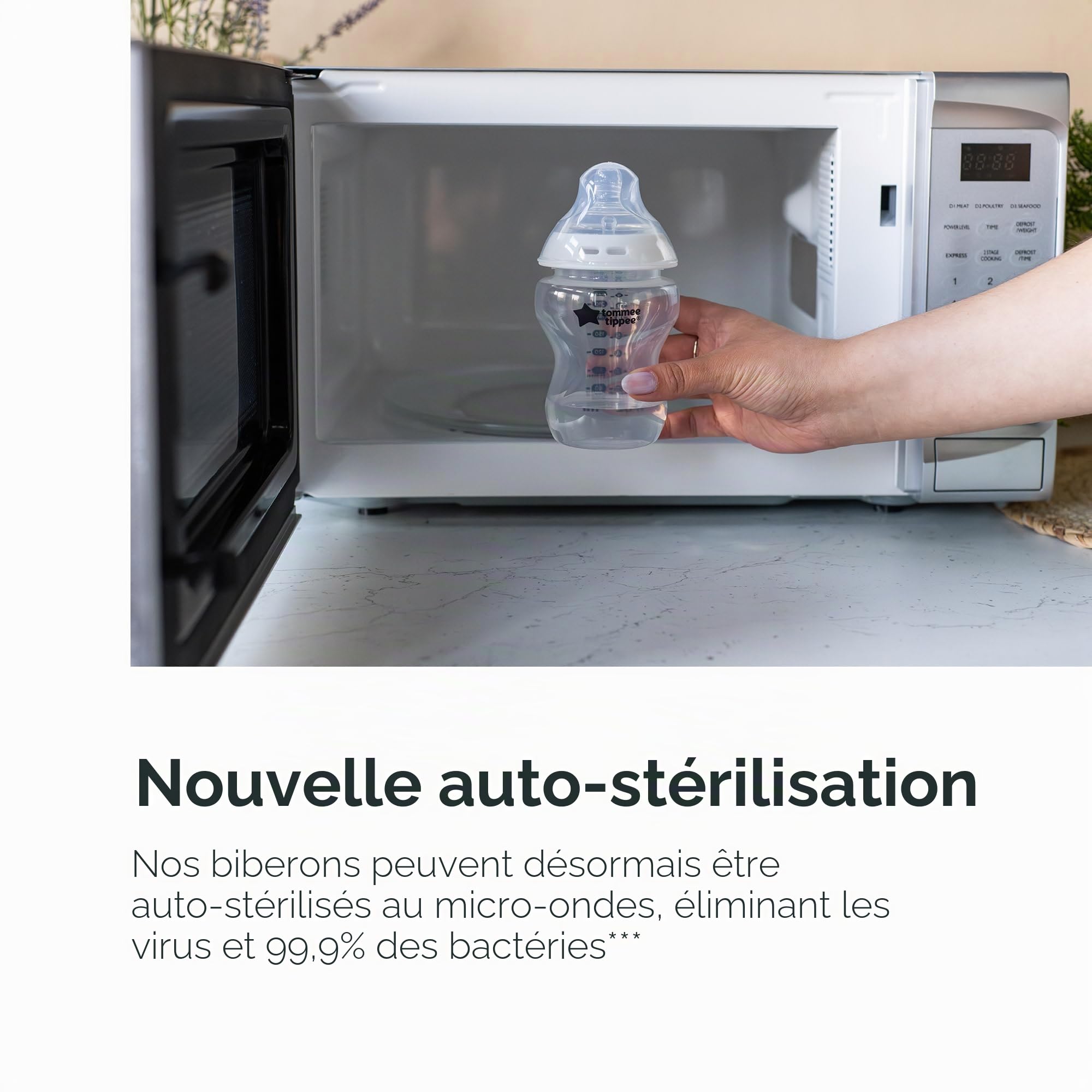 Tommee Tippee Natural Start Lot de 4 biberons de 340 ml avec tétine à débit lent pour un loquet naturel, auto-stérilisant et sans BPA