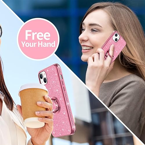 Miniatura 7 de OCYCLONE Funda compatible con iPhone 14 de 61 pulgadas funda de diamante brillante con soporte de anillo de protección compatible con iPhone 14 para
