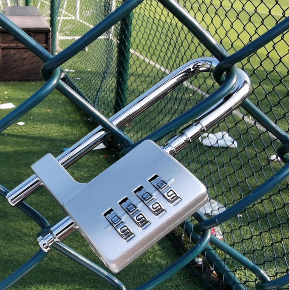 Padlock, Combination Lock, 4 Digit Combination Padlock, 2-1/2" (64mm) Wide Body. 3/8 inch Stainless Steel Retractable Long Shackle is Suitable for Outdoor, School, Gym, Sports lockers, Fences,