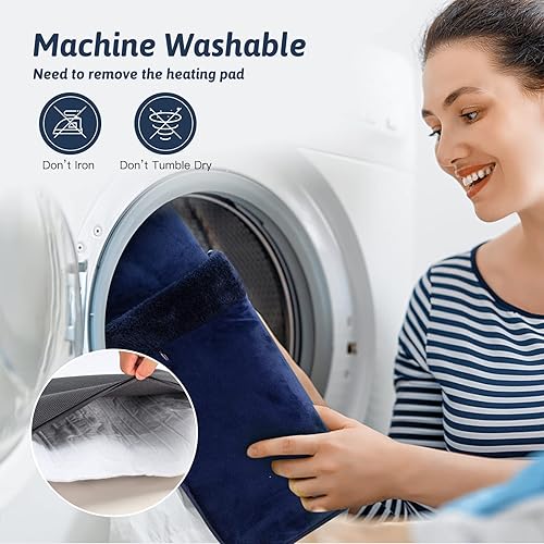 Miniatura 3 de Calentador de pies eléctrico de doble cara con pantalla LCD y lavable a máquina, almohadilla térmica eléctrica para pies con antideslizante para