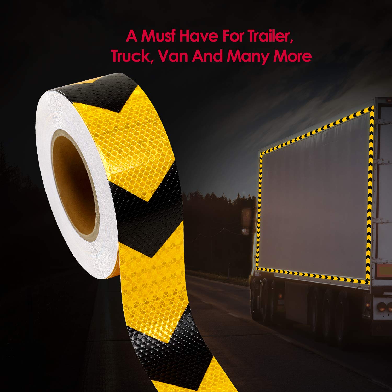LEORAY Reflective Tape 2" X 200Feet High Visibility Black & Yellow Industrial Warning Safety Adhesive Tape: Industrial & Scientific