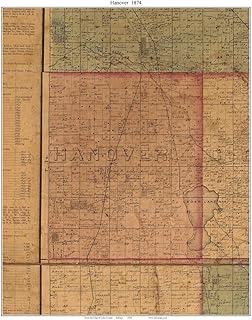 Hanover 1874 - Old Town Map with Homeowner Names - Brunswick - Indiana - Lake County IN TM 16x20