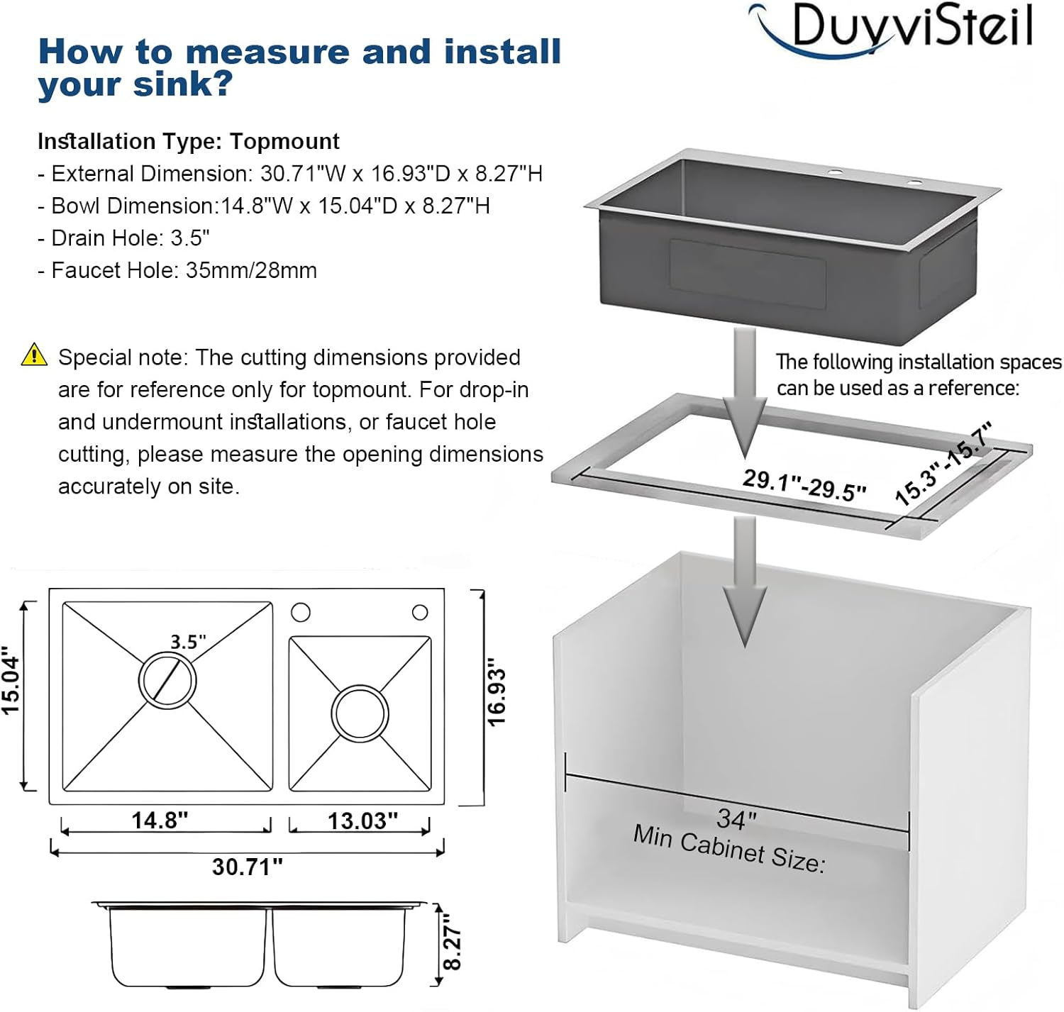 30 Inch Double Bowl Drop-in/Topmount Kitchen Sink, Nano-Coated Stainless Steel Kitchen Sink with Accessories (Silver)