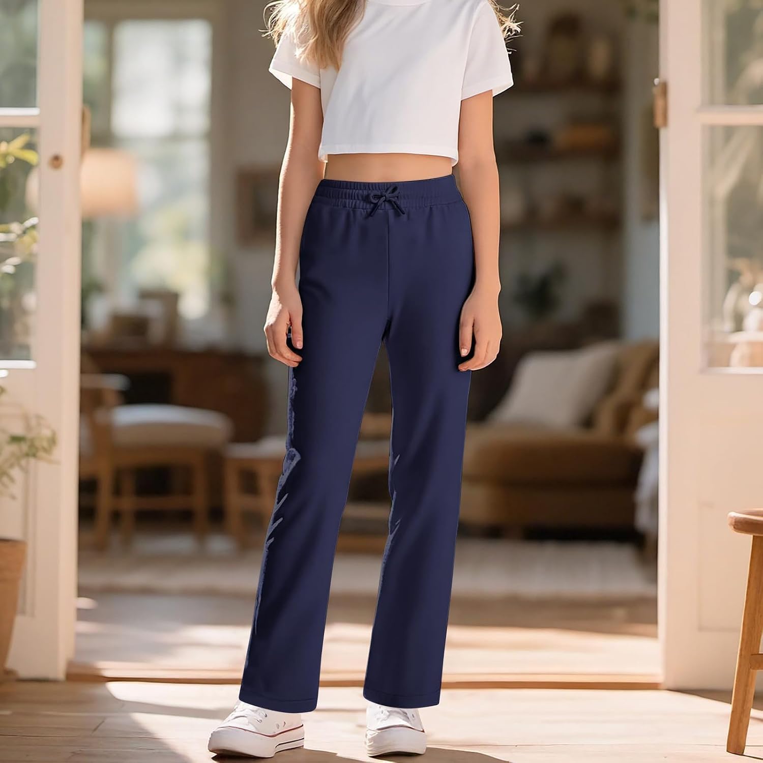 Girls' Joggers with Pockets Lightweight Casual Athletic Sweatpants High Waisted Loose Pants Soft Yoga Pants