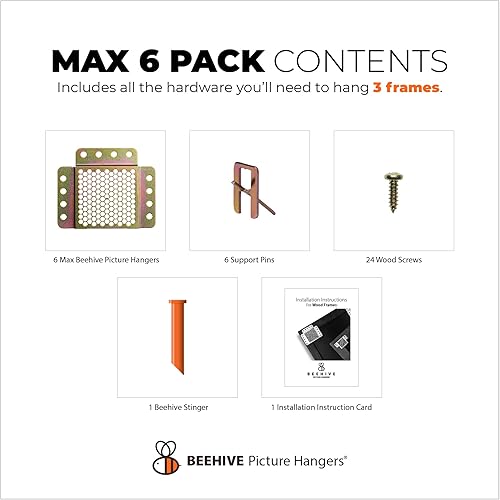 Miniatura 2 de Beehive Picture Hangers Kit completo de 38 piezas para colgar cuadros, ajusta marcos en cualquier dirección, resistente, para montar marcos de