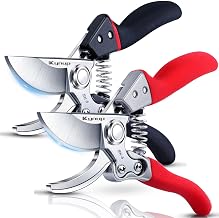 Kynup 2 Pack Secateurs Scissors, Professional Garden Secateurs, Sharp SK-5 Steel Blade, Strong & Anti-Rust Pruning Shears, Anti-Slip Handle, Plant Gardening Tree Trimming Garden Tool (Black & Red)