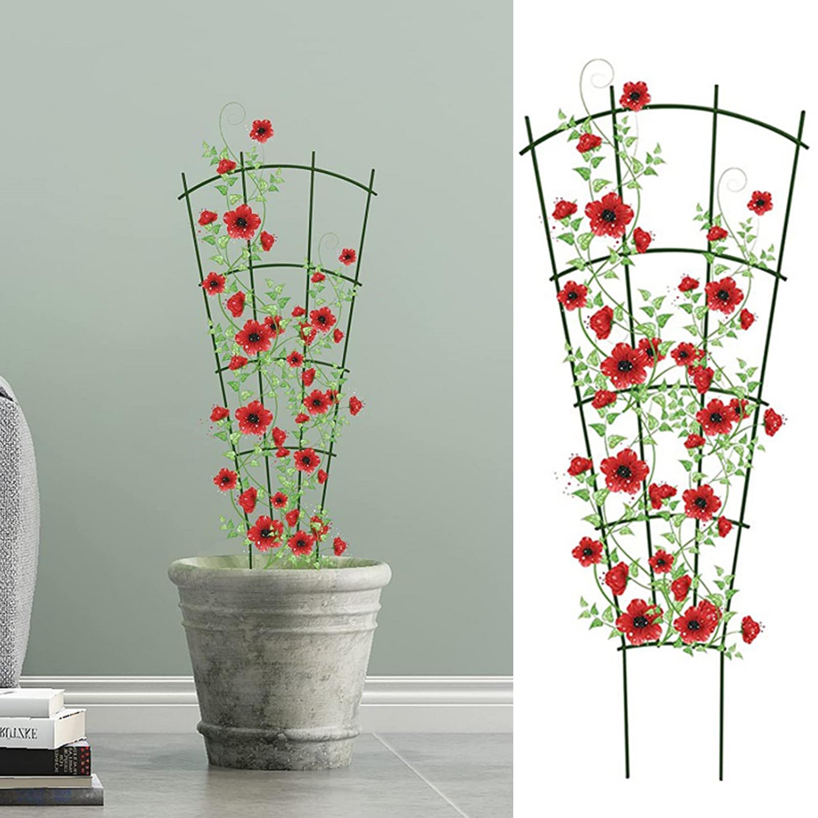 Supporto per rampicanti da giardino, traliccio per piante rampicanti per balcone giardino terrazza, supporto stabile per vaso, supporto per piante da giardino, griglia per piante per peonie, ortensie