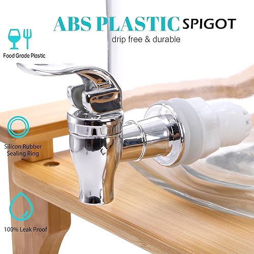 Miniatura 3 de Tebery Dispensador de bebidas de vidrio de 1 galón, dispensador de detergente para ropa con espita, dispensadores cuadrados de bebidas de jugo de