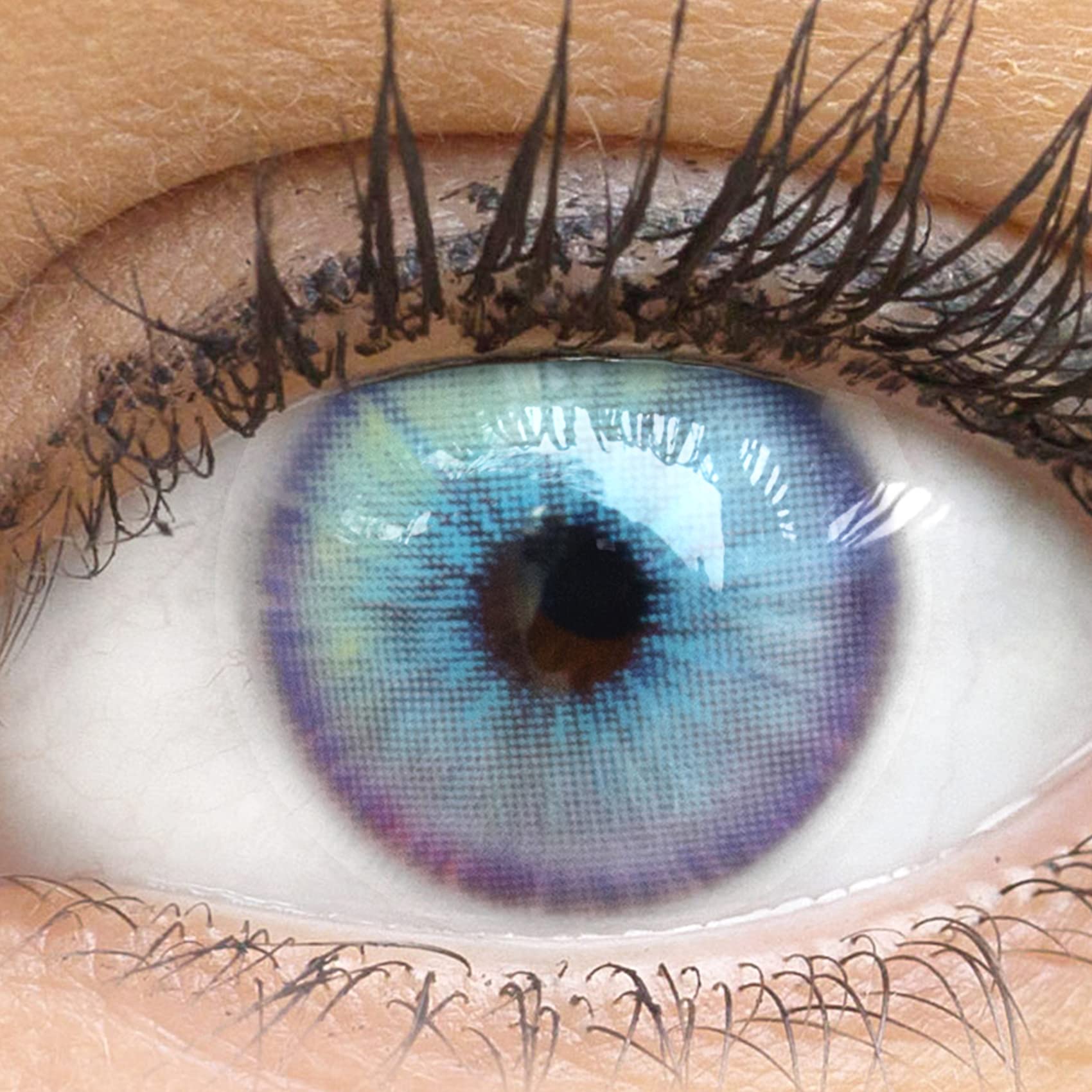 GLAMLENS Lenti a Contatto Colorate Ash Blue Azzurre Mensili, Silicone Idrogel, 2 Pezzi, DIA 14.2, 0.00 Diottrie