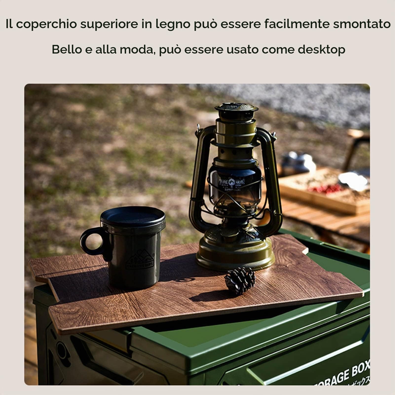 Naroote Box da Campeggio, 50L Contenitore da Campeggio Pieghevole Impilabile a 5 Porte di Grande capacità con Ruote per Auto (OD Verde)