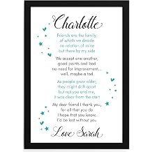 Beecreative PERSONALISED Best Friend Friendship Plaque Sign Birthday Christmas Gifts Present - PERSONALISED with ANY NAME and ANY RECIPIENT - Black or White Framed A5, A4, A3 Prints