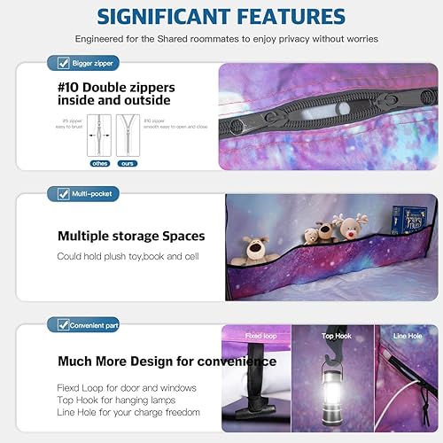 Miniatura 7 de Bed Tent,Portable Privacy Sleeping Bed Canopy,Blackout 90% Drapes for Kids and Adult,Indoor Space Tent with Breathable Large Mesh Windows