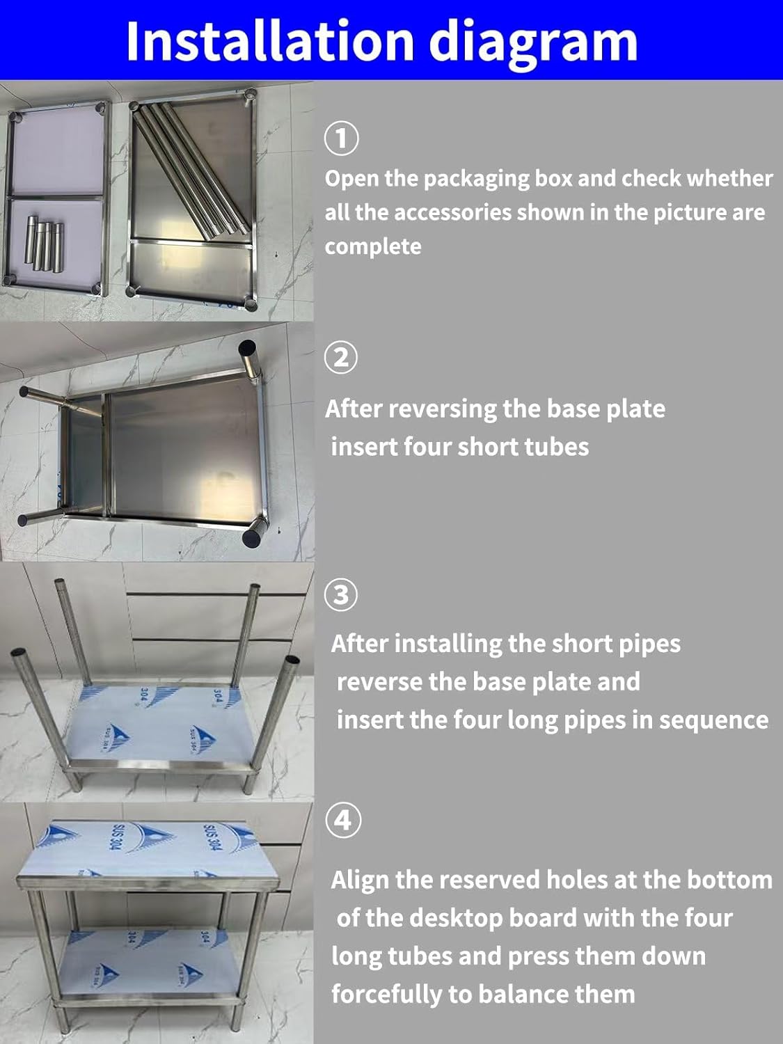 Stainless Steel Table for Prep & Work 20 x 31.5 inchs,Commercial Kitchen Worktable,Heavy Duty Pred Metal Work Table with Under Shelf for BBQ, Kitchen, Home, and Garage
