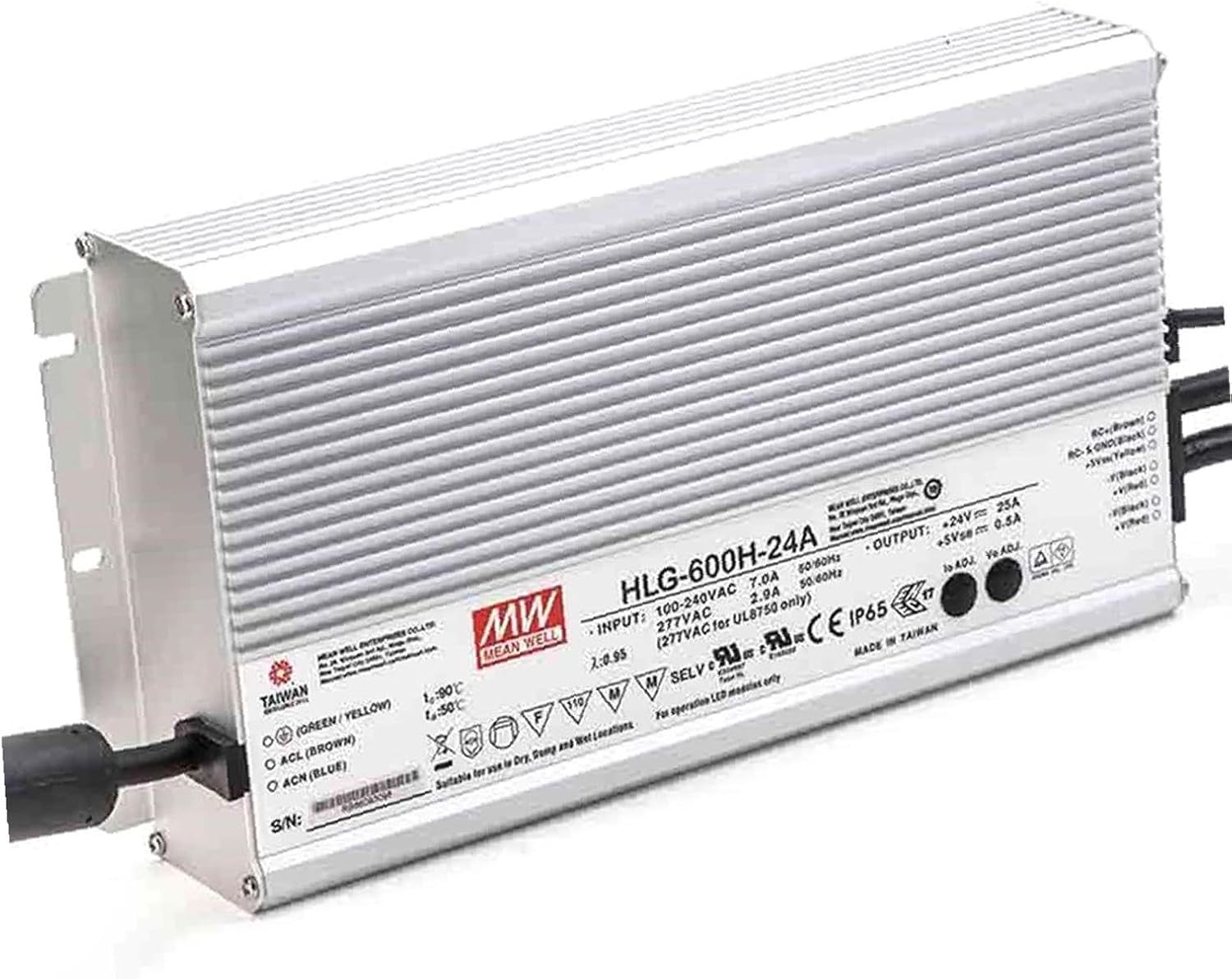 Meanwell HLG-600H-24A Power Supply - 600W 24V 25A - IP65