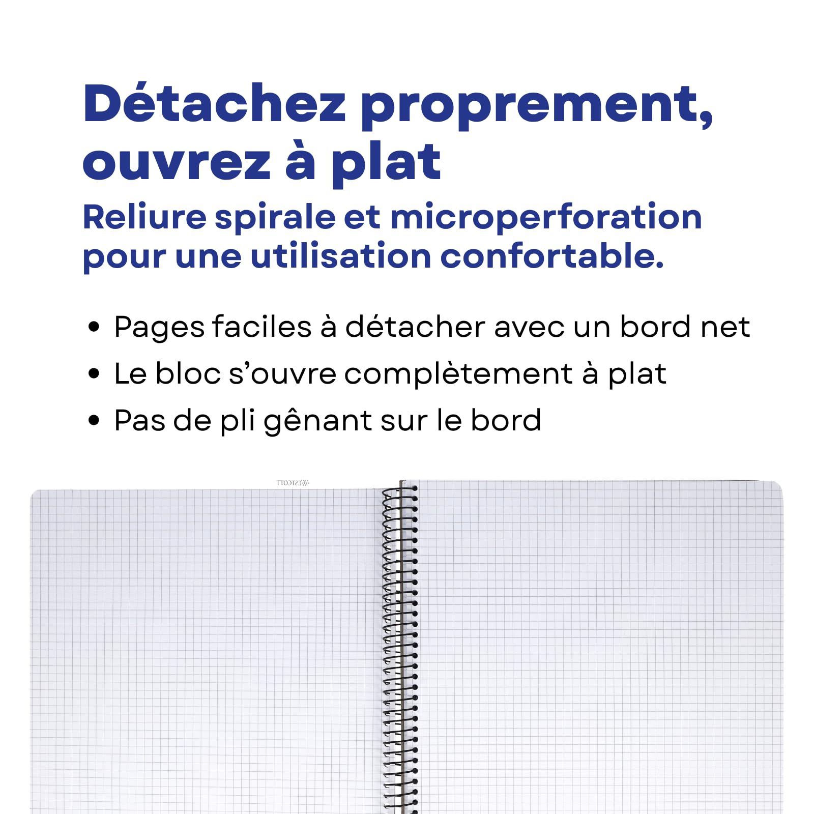 Westcott Cahier spirale PP A4 quadrillé Jaune (Lot de 4)