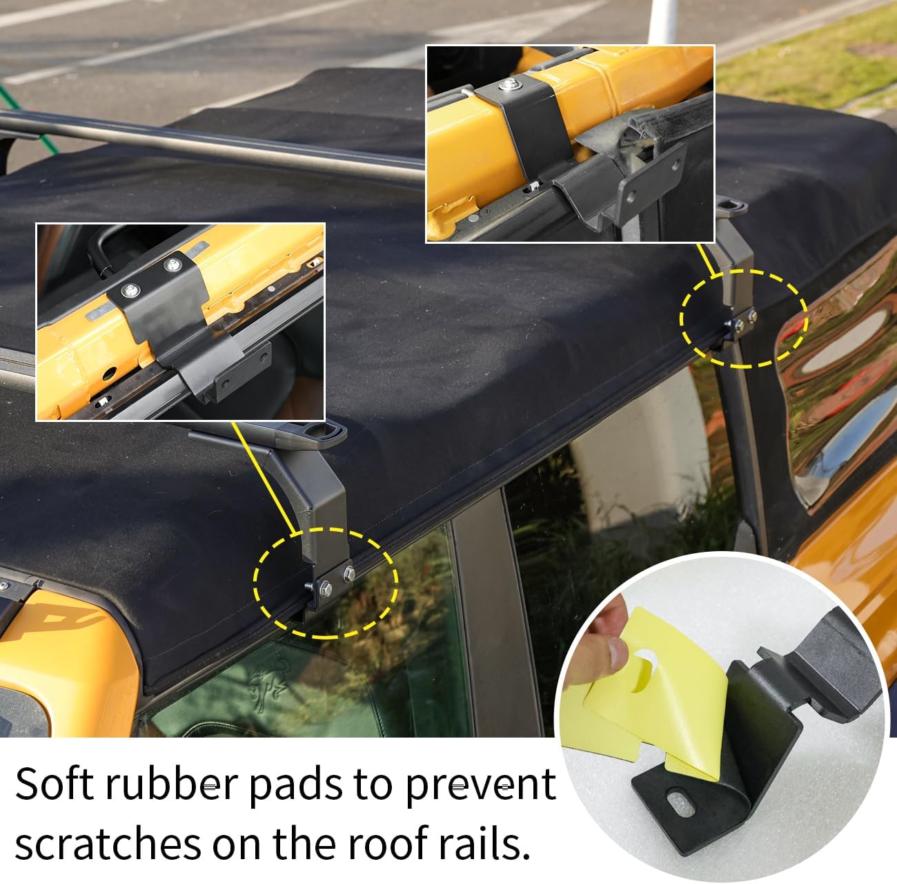 Heavy Duty Roof Racks Cross Bars Compatible with for Ford Bronco Soft Top 2/4 Door 2021 2022 2023 2024 2025 2026 Aluminum Rooftop Crossbars Rails Luggage Racks Ski Bike Snowboard Cargo Carrier