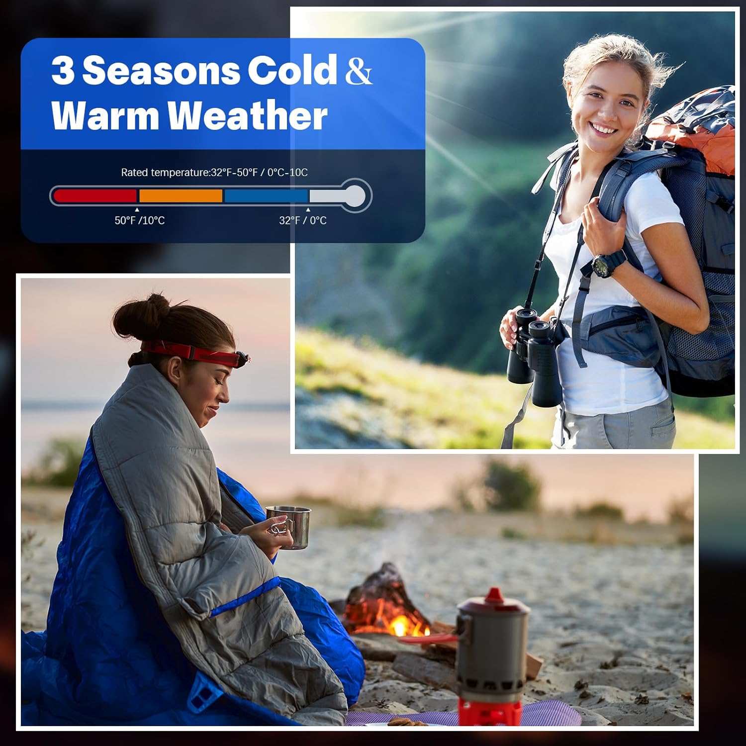 Macarrie 10 Pcs Bulk Sleeping Bags for Homeless Donation Shelter Adults 0 Degree Waterproof Sleeping Bags with Compression Sack for Cold Weather Emergency Hiking Camping Warm