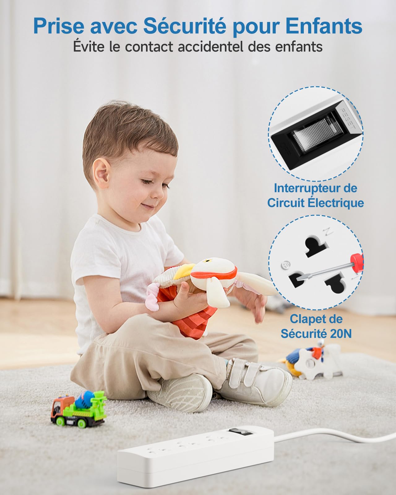 Adaptateur Prise USA vers France, Adaptateur USA vers France, 3 Prises pour Appareils électroniques américains, Voyage Depuis des États-Unis, du Canada, en Allemagne, en Espagne, Blanc