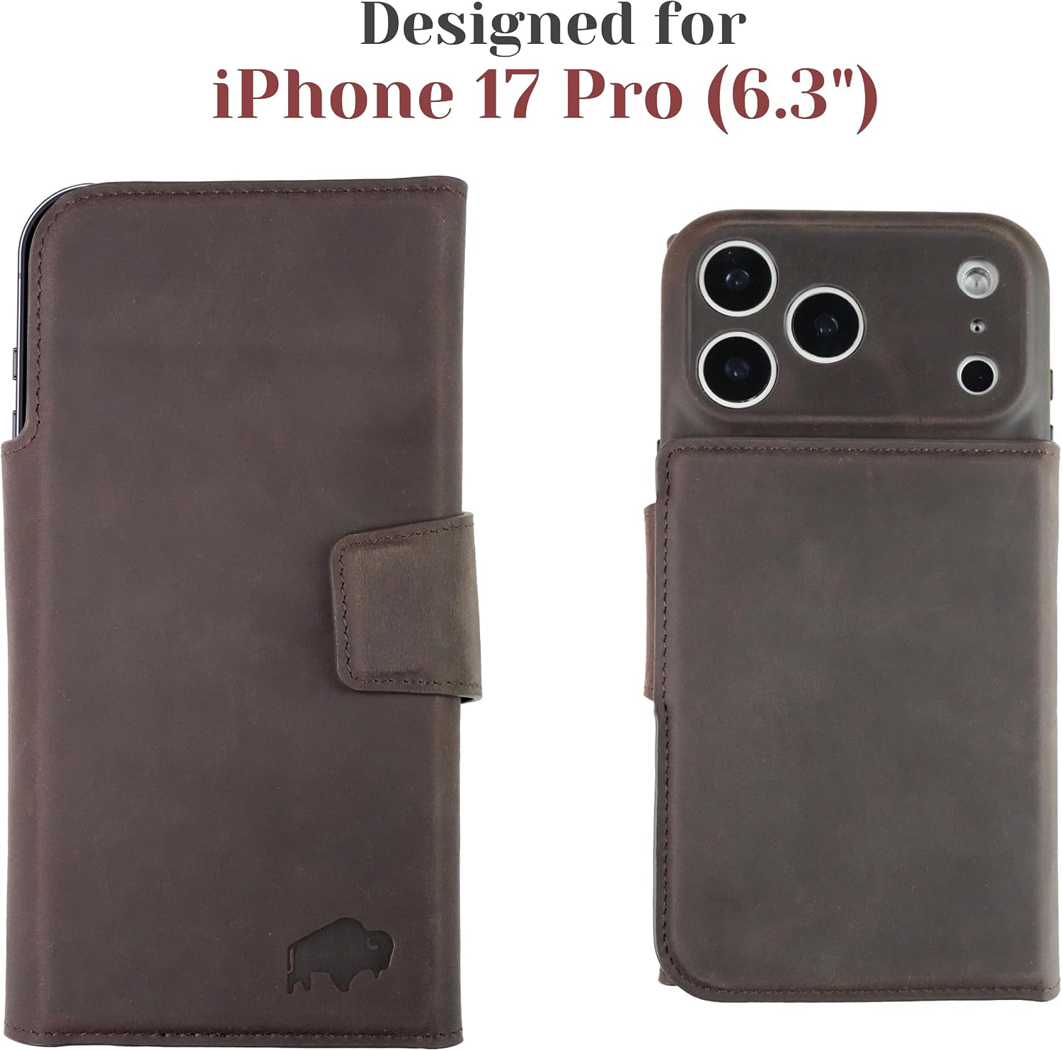 BLACKBROOK Tri-fold Wallet Case for iPhone 17 Pro – Tudor Wallet and Case Set, Designed for MagSafe and Wireless Charging, RFID Shield – Full Grain Leather, 8 Card Slots & 2 Cash Pockets