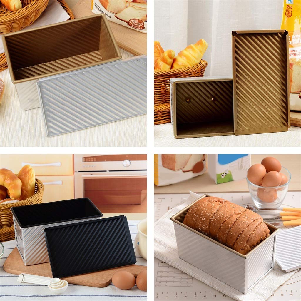 ZHANGXIAO Brotbackform, Toast Brot Backen Schimmel 450 G Mit Deckel Nicht Klebrig Einfach Zu Säubern (Farbe : BSilver)