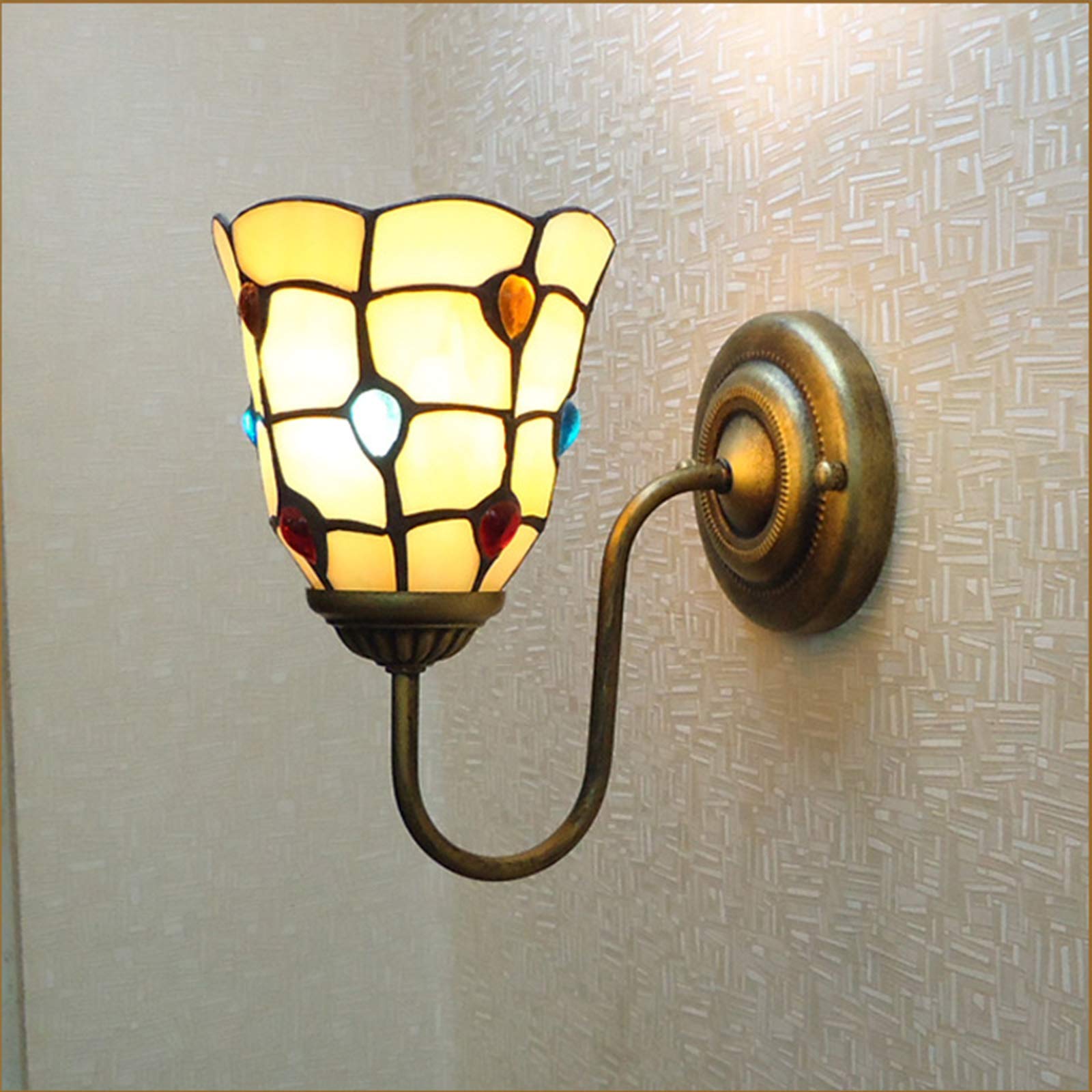 WXKAGF Stylowa kinkiet sypialnia oświetlenie do przedpokoju Retro kryty LED Light witraż klosz kinkiet oprawa Home Decor E27 dla House Bar restauracje kawiarnia