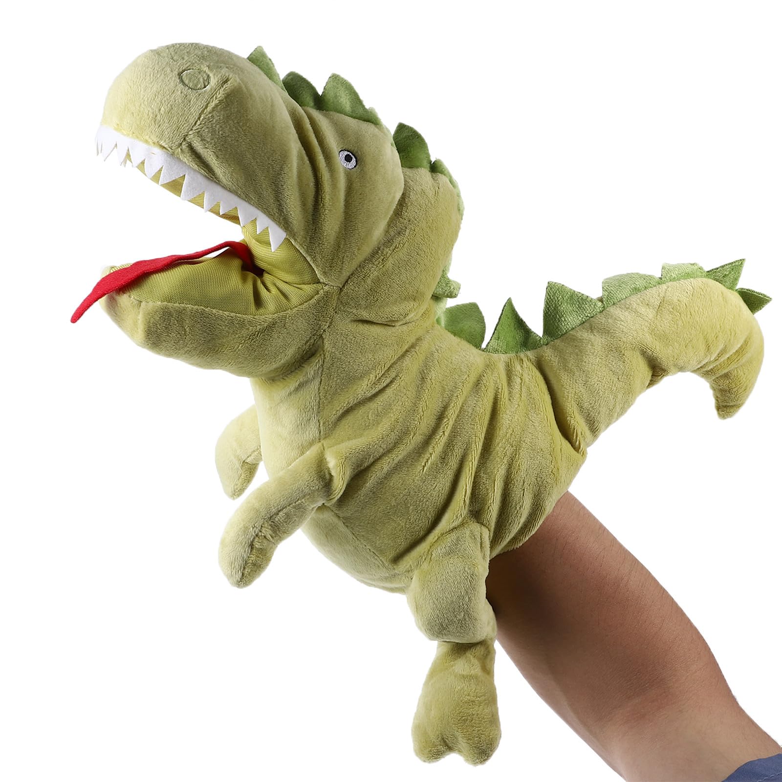Marioneta de Mano Dinosaurio Verde de Algodón PP para Niños | Juguete Educativo para Educación Temprana y Hogar, Fomenta Creatividad E Imaginación