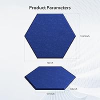 Vista 6 de Paquete de 12 paneles acústicos autoadhesivos de espuma a prueba de sonido, alta densidad, hexagonales, 12 x 10.23 x 0.4 pulgadas, para el hogar