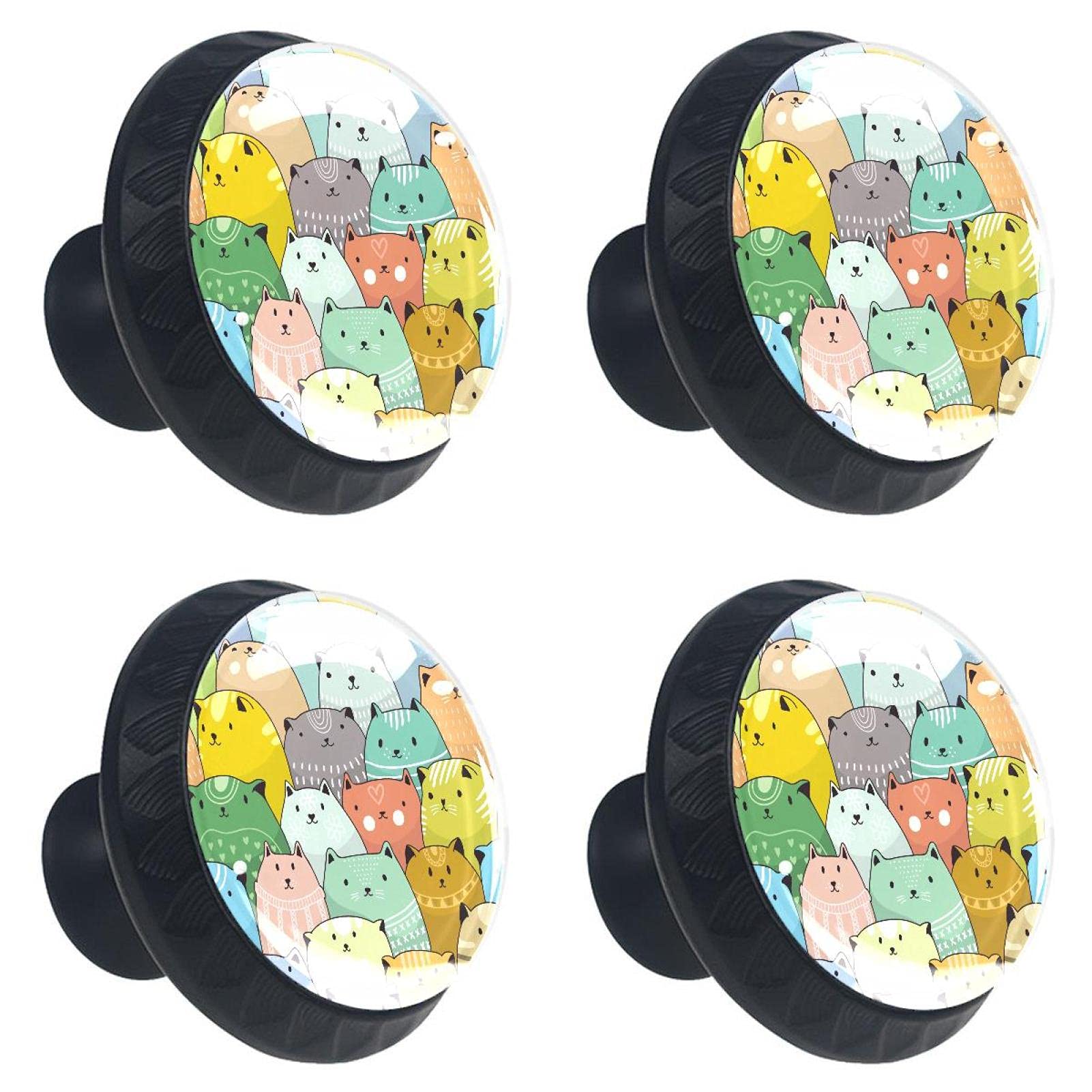 Boutons de tiroir en cristal de qualité supérieure Fat Art chats