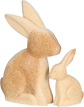 ULTNICE 2PCS Large Unfinished Wood Rabbit Statues, 7x5.1 Inch 3D Easter Rustic Bunny Figures, Paintable DIY Blank Wood Sculptures for Spring Home Tabletop Decor