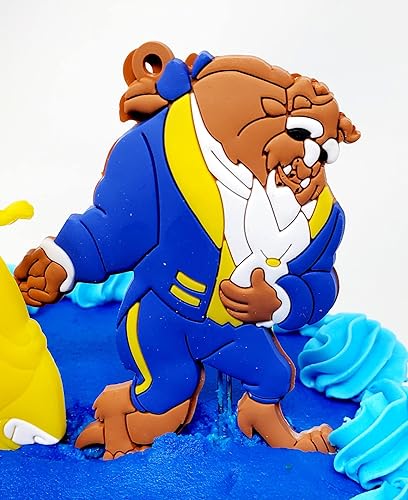 Miniatura 2 de Decoración para pastel de cumpleaños de la Bella y la Bestia con Bella, Bestia, Gastón y Amigos (diseño único)