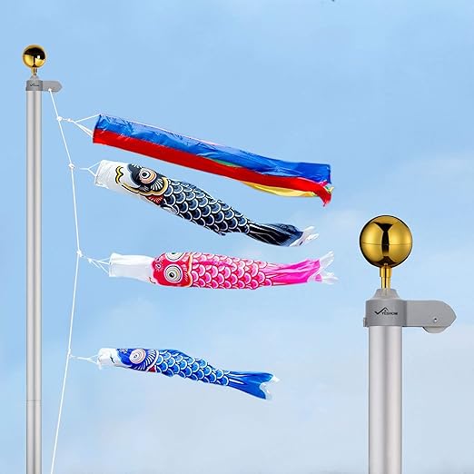 Amazon Co Jp Yeshom 鯉のぼり 鯉のぼりポール アルミ 9m 4m 5m鯉用 埋め込み式 6段継ぎ 金球 ロープ 滑車 止め金具付 こいのぼり 庭園 端午の節句 飾り 初節句 男の子 お祝い 五月五日 ギフト プレゼント おもちゃ