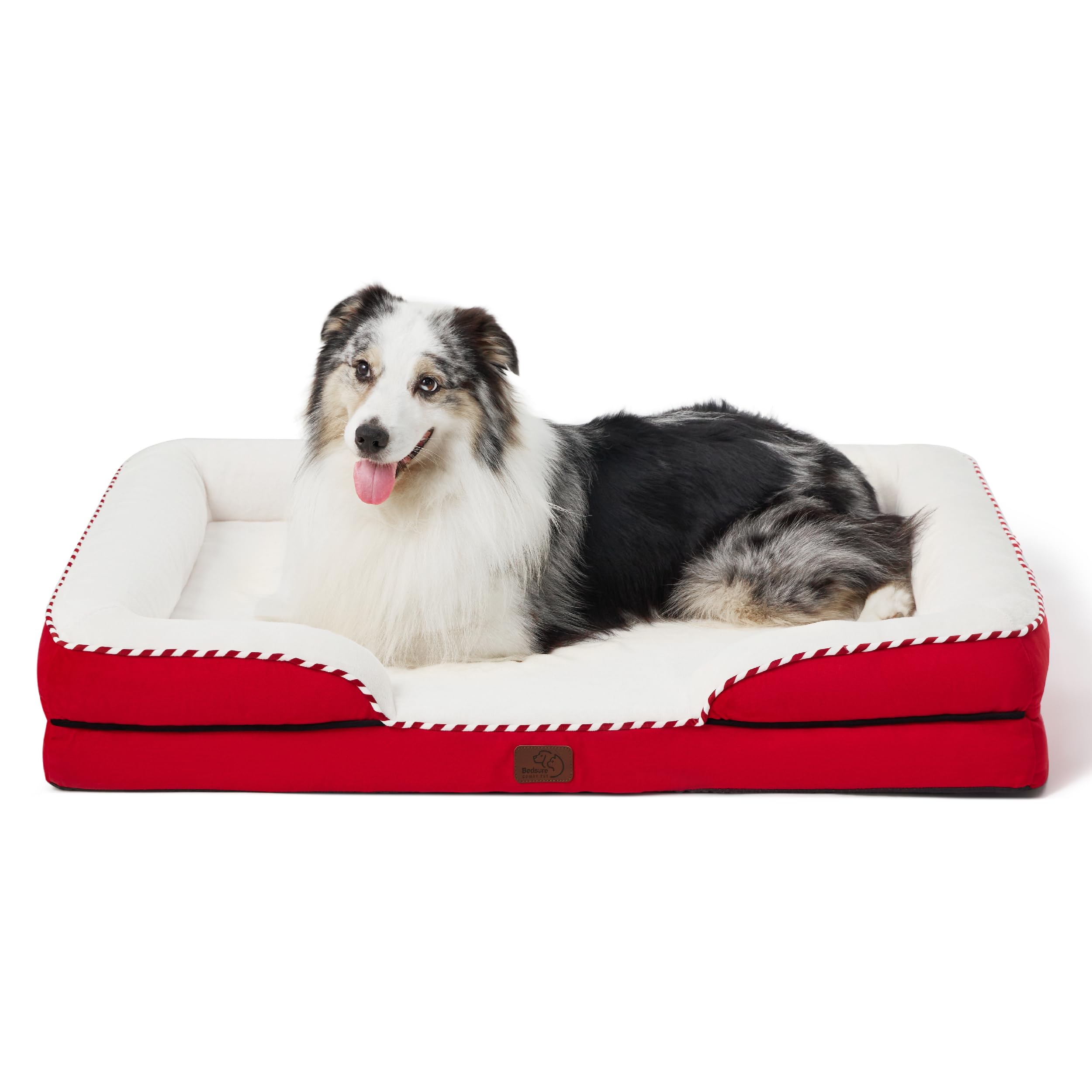 Bedsure Orthopedic Dog Bed for Extra Large Dogs - XL Washable Dog Sofa Bed Large, Supportive Foam Pet Couch Bed with Removable Washable Cover, Waterproof Lining and Nonskid Bottom, Red