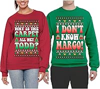Vista 62 de Wild Bobby Why is The Carpet All Wet Todd Margo Couples Ugly Christmas Graphic Sweatshirts
