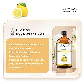 EUQEE Lemon Essential Oil with Glass Dropper, Great for Aromatherapy, DIY Soap, Humidifier, Candle Making(4Fl oz/118mL)