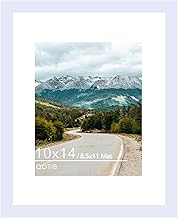 10x14 Picture Frame White for 30 x 40cm Diamond Art Painting, Wood 10x14 Frame with 8.5x11 Mat for Wall Mounting, 30x40 cm Frame with Shatter-Resistant Plexiglass, White, 1 Pack